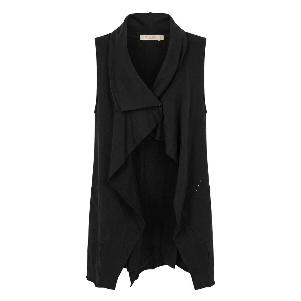 Testimony Los Angeles Black‎ French Terry Draped Vest Studded Pockets M